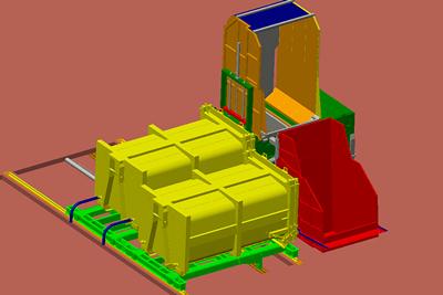 Station de transfert par compaction (poubelle mobile type horizontal)